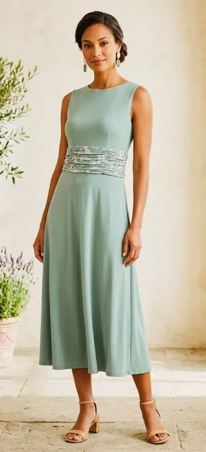 Jessica Howard Green Pleated Maxi Dress Size 6P NWOT thumbnail 1