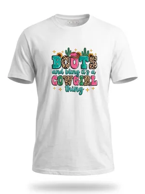 Women’s White “Boots and Bling it’s Just Cowgirl Thing” T Shirt Size XL thumbnail 1
