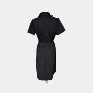 J.Crew Factory Black Shirt Dress Sz 10 Tie Waist Button Front Classic Minimalist thumbnail 6