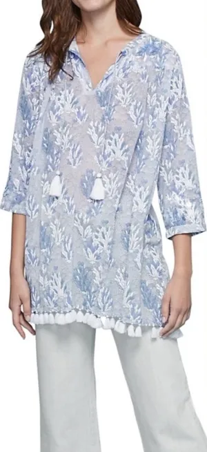 Roller Rabbit 100% Cotton Ugyen Leaves Serafina Tunic Coverup size S Small thumbnail 1