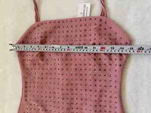 Windsor Pink Rhinestone Bodycon Mini Dress S Y2K Party Cocktail Spaghetti Strap thumbnail 12