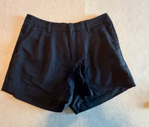 UNIQLO Women's Pleated Rayon Blend Dress Shorts in Black thumbnail 1