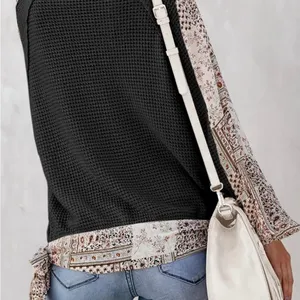 Bohemian Black and Cream Blouse statement sleeves Size M thumbnail 2