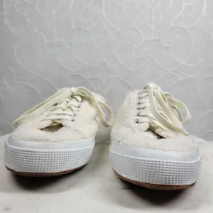 SuperGA Teddy Shearling Mule Sneakers US 9.5 Ivory Slip On Sherpa Boucle Cozy thumbnail 2