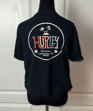 HURLEY BLACK BASIC RAINBOW LOGO TEE thumbnail 2