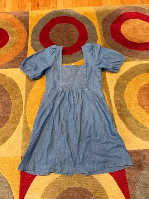 Old Navy Chambray Denim Dress Above the knee Puff Sleeves Button Women’s Small thumbnail 3