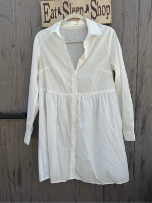 Cherish White Button Down Shirt Dress thumbnail 2