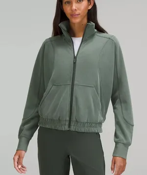 Lululemon Brushed Softstreme Full Zip Smoked Spruce Sz 6 Preppy Gorpcore Casual thumbnail 1