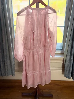 LC Lauren Conrad Light Pink Shimmer Tiered Long-Sleeve Dress large thumbnail 3