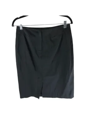 Max Studio Vintage Black Pencil Skirt Womens Size 6 Cotton Blend Back Vent Satin thumbnail 2