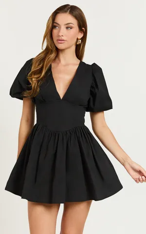 New Showpo Nelli Mini Dress Puff Sleeve Shirred Back Dress Size Small MSRP $109 thumbnail 3