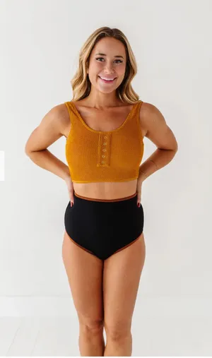 NWOT Livy & Kate BLACK HIGH WAISTED PIPED BOTTOMS Sz M thumbnail 1