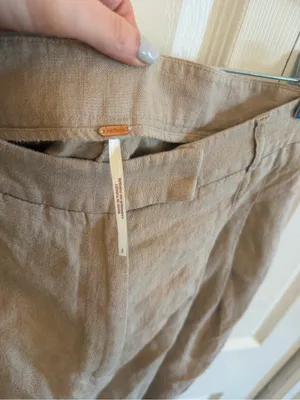 Free People Wide Leg Linen Pant Tan Size 0 thumbnail 2