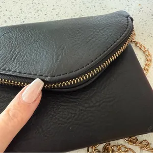 Black faux leather Crossbody Bag with Gold Chain thumbnail 9