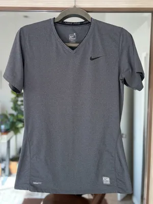 Nike Pro short-sleeve V-neck athletic t-shirt in Charcoal Grey Size Medium thumbnail 1