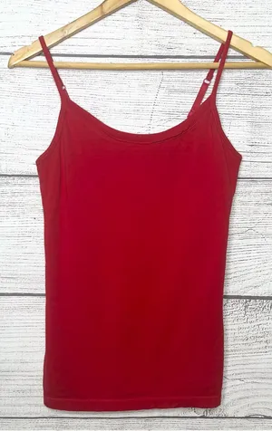 No Boundaries Red Spaghetti Strap Tank Top with Built In Shelf Bra Size Medium thumbnail 1