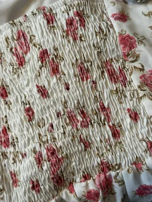 Rose Floral Cottagecore Smocked Back Tie Front Midi Dress XL Coquette Milkmaid thumbnail 6
