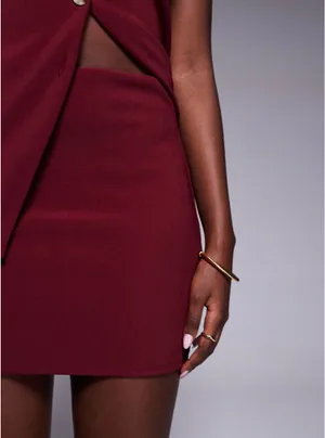 ASOS burgundy ribbed mini skirt thumbnail 4