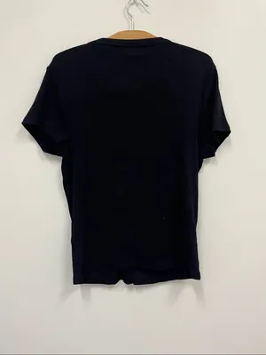 Quince Organic Cotton Micro-Rib Button Down Tee in Black size L thumbnail 3