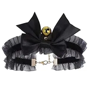New! Black Kitty Cat Ears with Black Bow Choker Set thumbnail 4