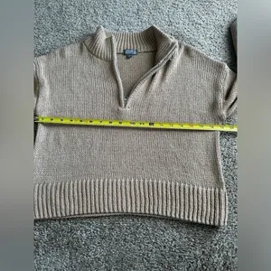 Cupcake Boutique Camel Knit Quarter Zip Cropped Small thumbnail 7