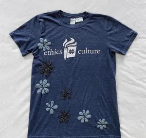 Notre Dame flower embroidered quilted Ethics and Culture shirt thumbnail 1