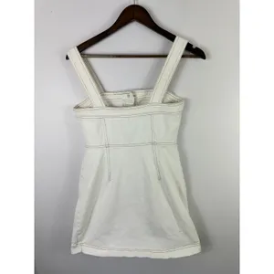 Le Lis Off White Denim Mini Dress Women Small Sleeveless Button Up Boho Festival thumbnail 2