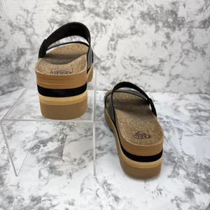 Reef Cushion Vista Higher Platform Slide Sandals Size 7.5 Black Arch Support thumbnail 5