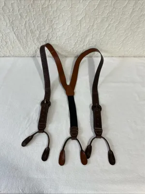 Men's Suspenders, Wide Y Style, Faux Leather with Leather Ears Western Classic thumbnail 5