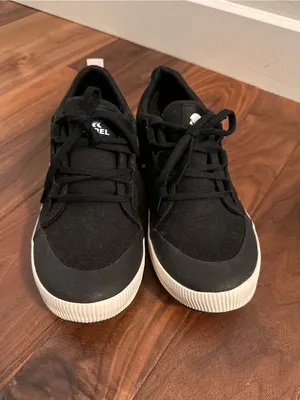 Sorel Black Canvas Low-Top Sneakers with White Soles thumbnail 2