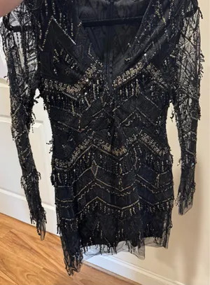 Black and Gold Sequined Mini dress Superdown thumbnail 2