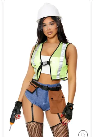 Forplay Under Construction Halloween Costume Green Size XS thumbnail 1