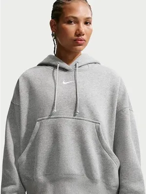 Nike Gray Crewneck Hoodie with White Swoosh Size Small thumbnail 1