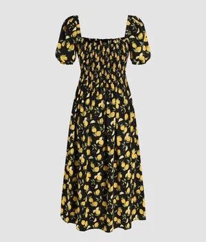 Cider LEMON SPLIT KNOTTED SHIRRED MIDI DRESS thumbnail 7