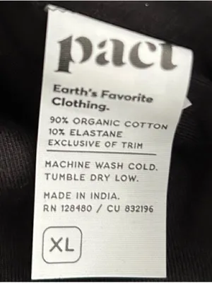 Pact Size XL Black Cropped Scoop Neck Tank Top 90% Organic Cotton thumbnail 3