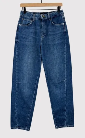 Massimo Dutti Womens Jeans Blue Denim Relaxed Fit Tapered High Rise Y2K Size 6 thumbnail 1