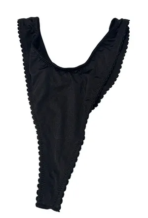 Skims Stretch Satin Dipped Thong XXS onyx NWT thumbnail 1