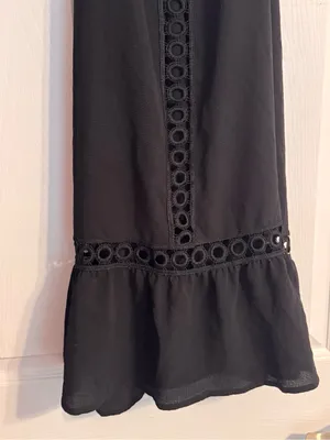 Freshwater Black Eyelet Cutout Trim Detail Swim Beach Coverup Dress Size Large thumbnail 5