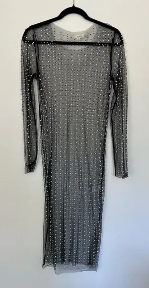 Boutique Rhinestone and Pearl Mesh Dress thumbnail 1