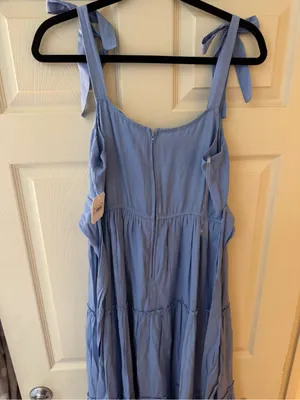 Altar'd State Dusty Blue Tie Shoulder Maxi Dress thumbnail 5