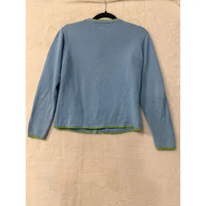 pendleton Vintage Floral Embroidered Cardigan Blue Green Trim Small thumbnail 7