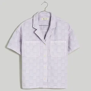 Madewell Garment Dyed Checkerboard Button Up Shirt NL027 Dusty Lavender Size XXL thumbnail 14