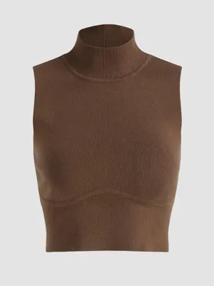 Brown sleeveless crop top thumbnail 1