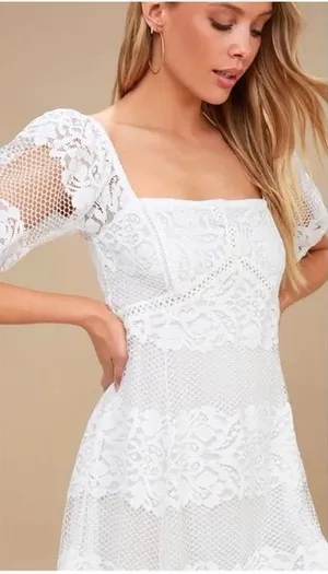 Free People Be Your Baby Lace Mini Dress‎ in Ivory Size XS thumbnail 1