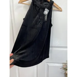 Catherine Malandrino Black Velvet Keyhole Luxe Top Size S Sleeveless thumbnail 5