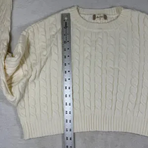 Altar'd‎ State Cream Cable Knit Cropped Sweater M MWT9139-23 Ivory Crew Neck thumbnail 4
