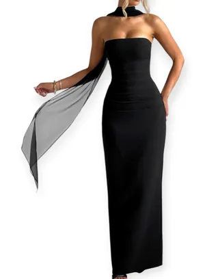 NWT Babyboo Yulia Maxi Dress Black Size Medium thumbnail 1