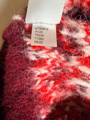 LOFT Women’s Fuzzy Fair Isle Oversized Sweater Small Red Burgundy Wool Blend thumbnail 5