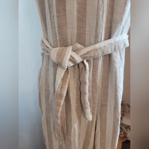 H&M Striped Cream Sleeveless Jumpsuit. Wide Leg. Linen Blend thumbnail 7