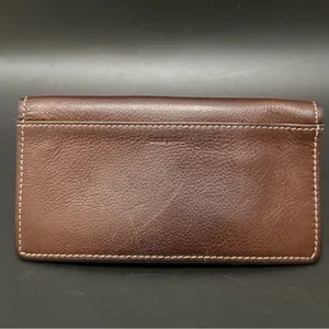 Vintage FOSSIL Brown Pebbled Leather Contrast Stitch Bifold Wallet thumbnail 2